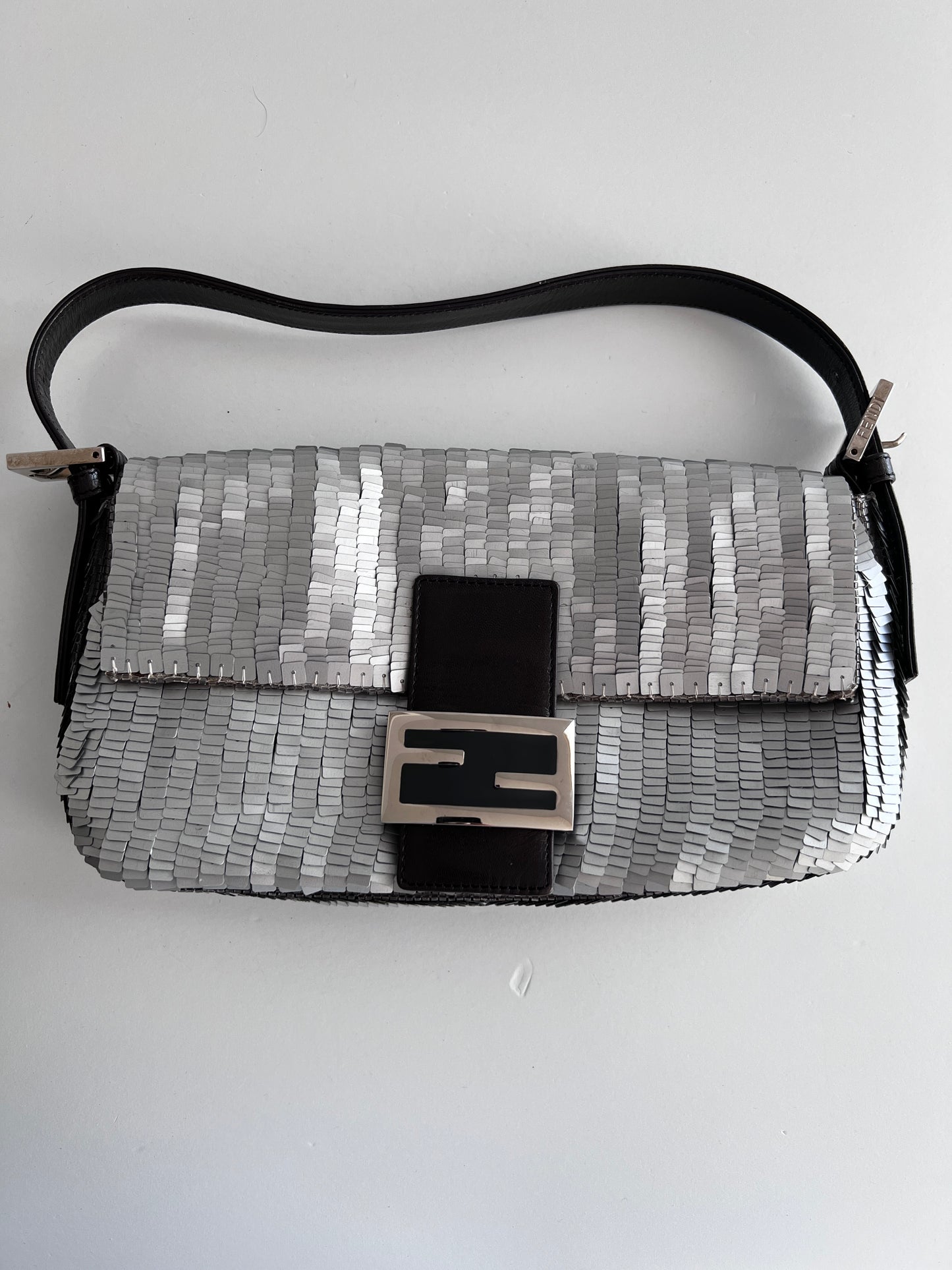 Vintage Fendi silver sequin Baguette