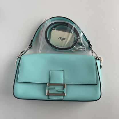 Preloved Fendi & Tiffany Nappa Silver Tiffany Blue Baguette