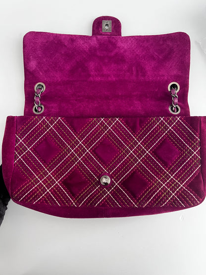 Chanel burgundy suede quilted flap bag