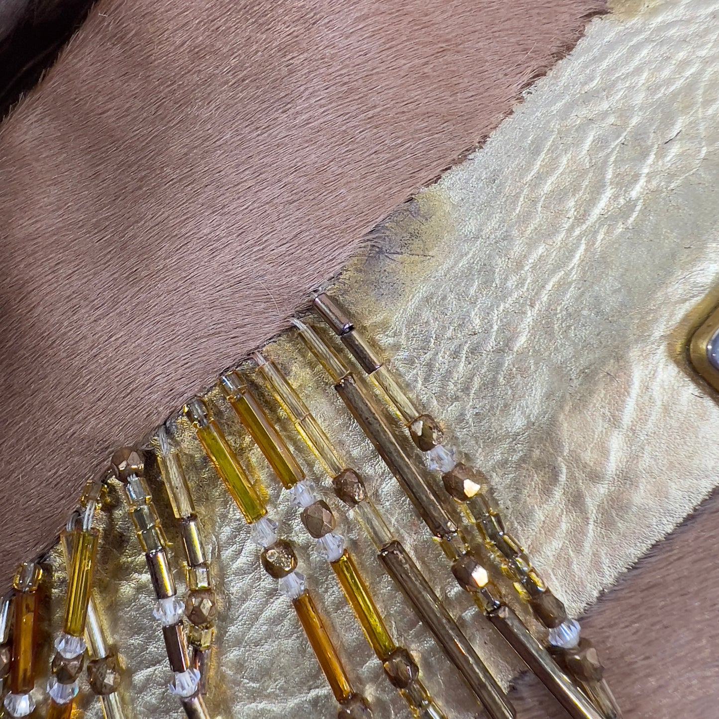 Vintage Fendi Pony Hair Beaded Fringes Baguette