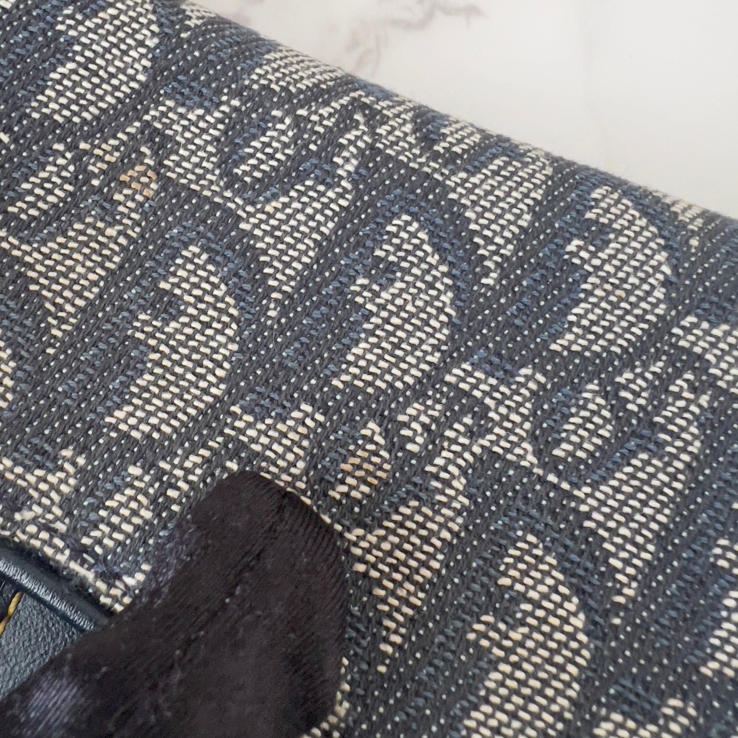Vintage Christian Dior Blue Diorissimo Jacquard Saddle Bag
