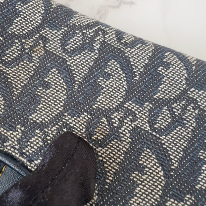 Vintage Christian Dior Blue Diorissimo Jacquard Saddle Bag