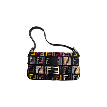 Fendi multicolored F embroidered baguette