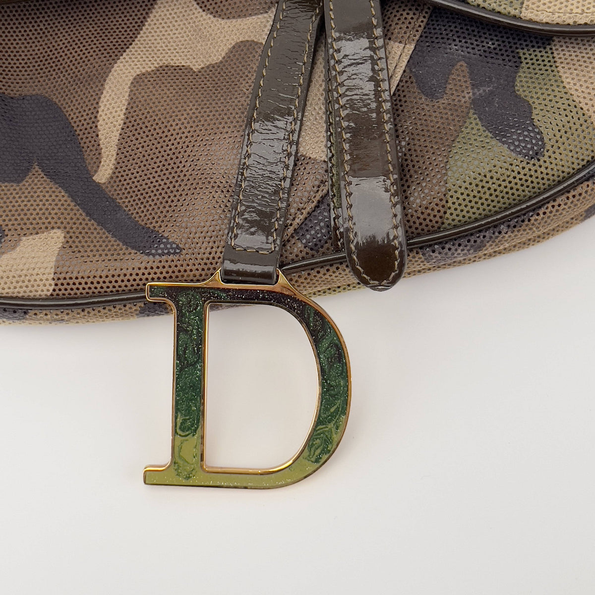 Vintage Dior camo print saddle bag regular size