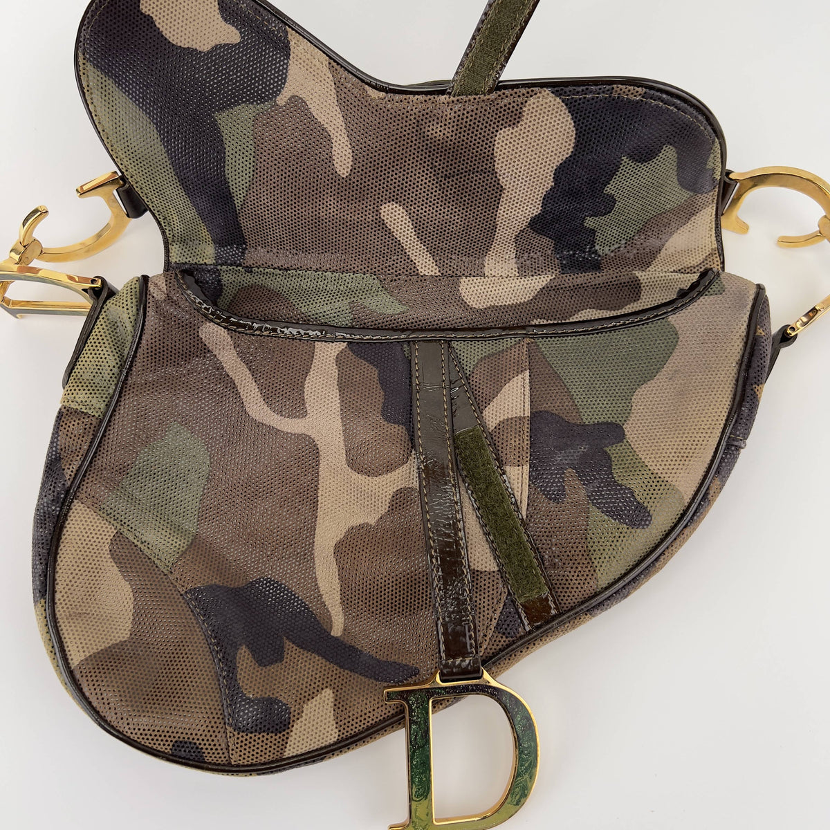 Vintage Dior camo print saddle bag regular size