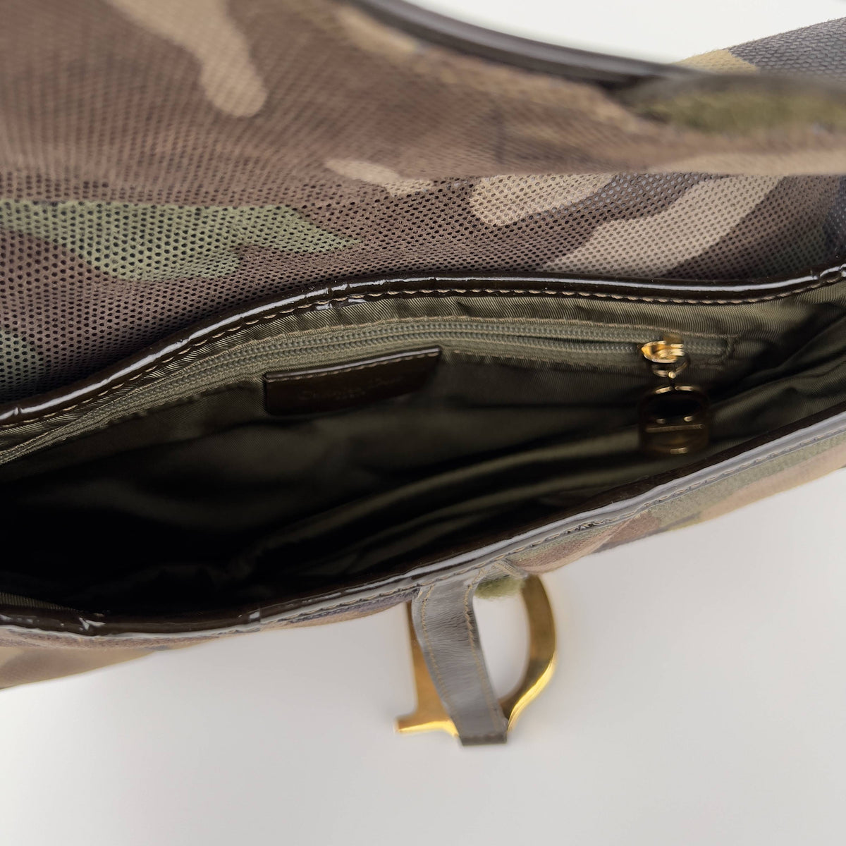 Vintage Dior camo print saddle bag regular size