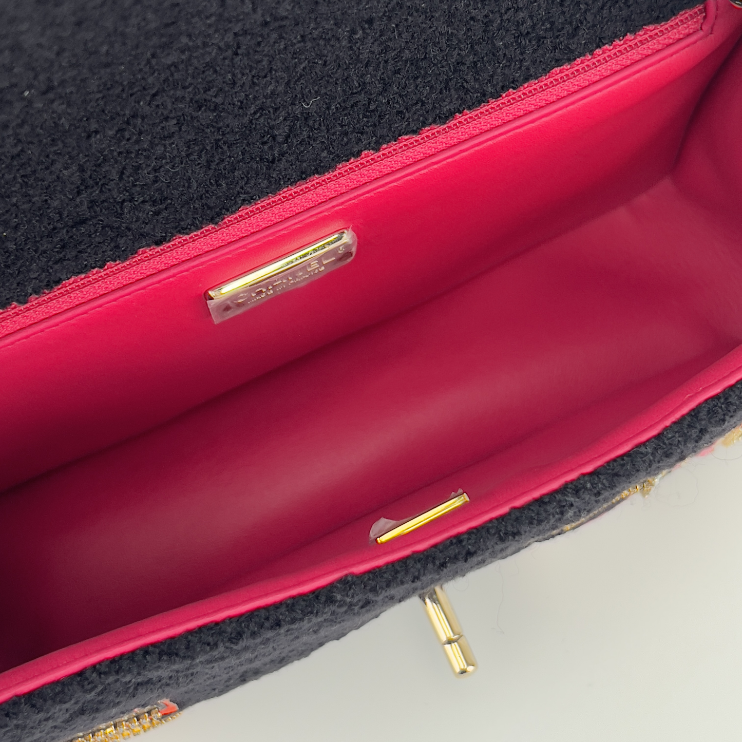 Chanel embroidered nunber tweed double flap bag