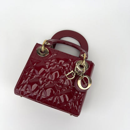 Dior Burgundy Patent mini lady Dior bag
