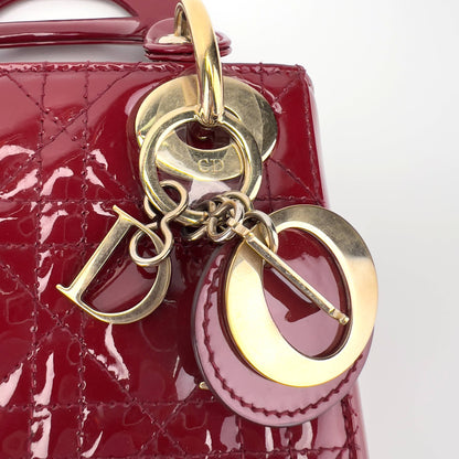 Dior Burgundy Patent mini lady Dior bag