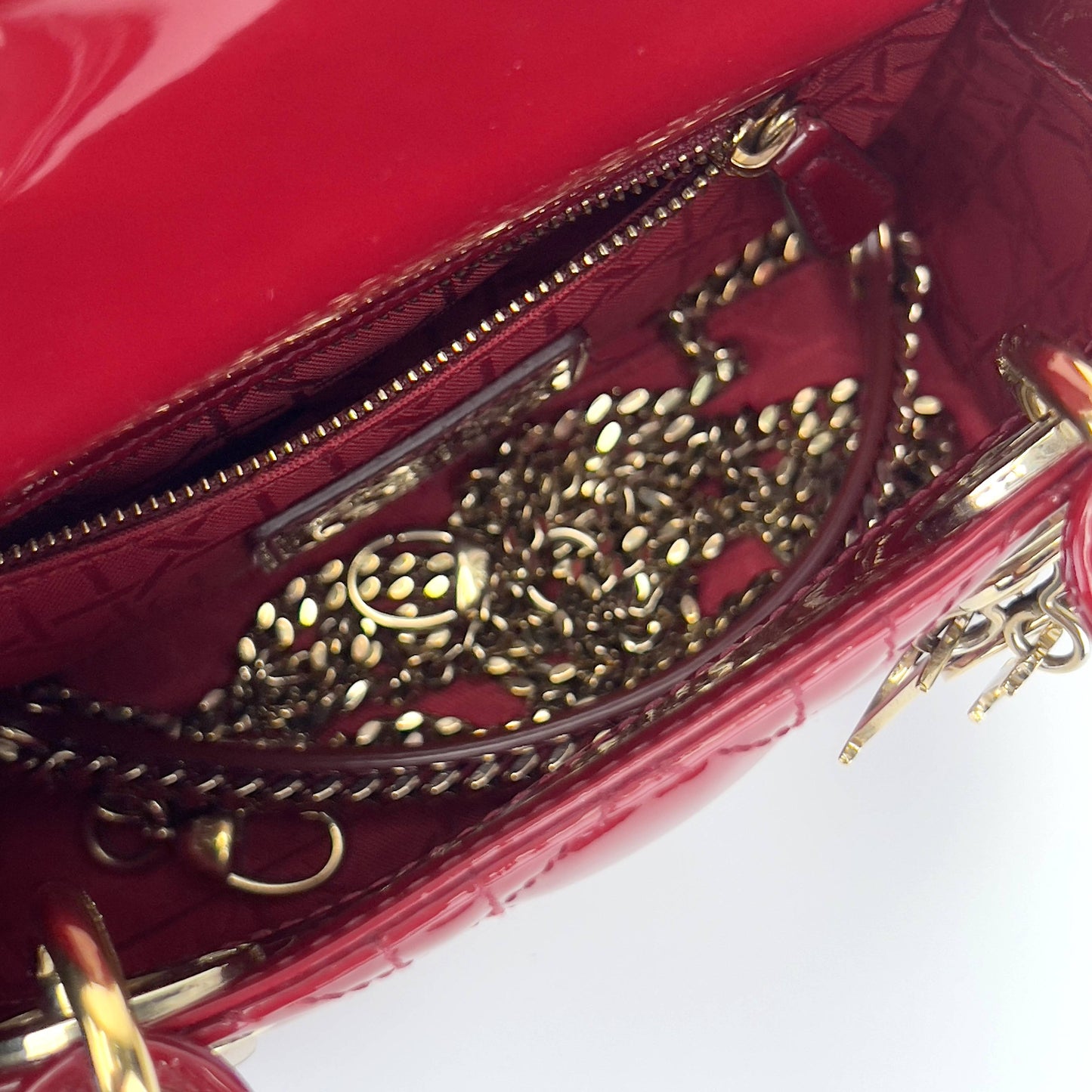 Dior Burgundy Patent mini lady Dior bag