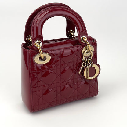 Dior Burgundy Patent mini lady Dior bag