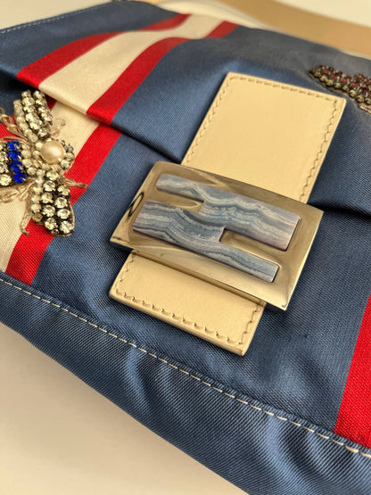Vintage Fendi baguette Mamma insect stripes multicolor shoulder bag