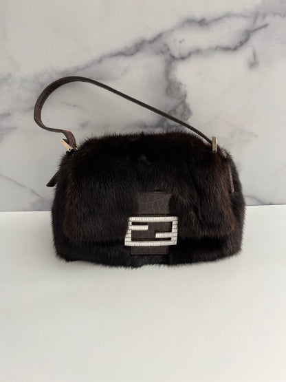 vintage Fendi Baguette mini mamma mink fur shoulder bag