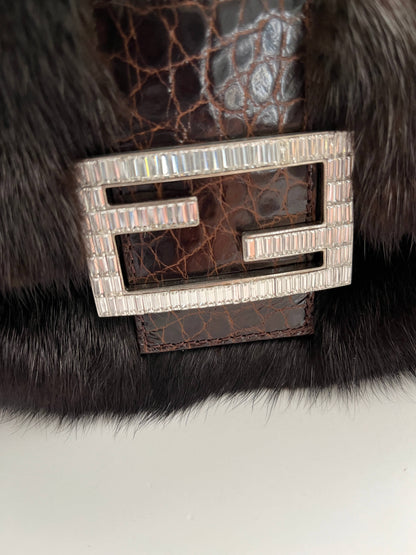 vintage Fendi Baguette mini mamma mink fur shoulder bag