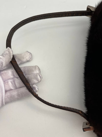 vintage Fendi Baguette mini mamma mink fur shoulder bag