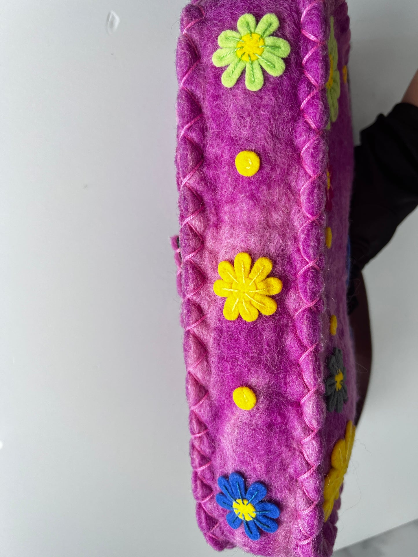 Vintage Fendi flower wool baguette