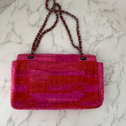 Vintage Chanel Red&Pink Tweed Single Flap Bag