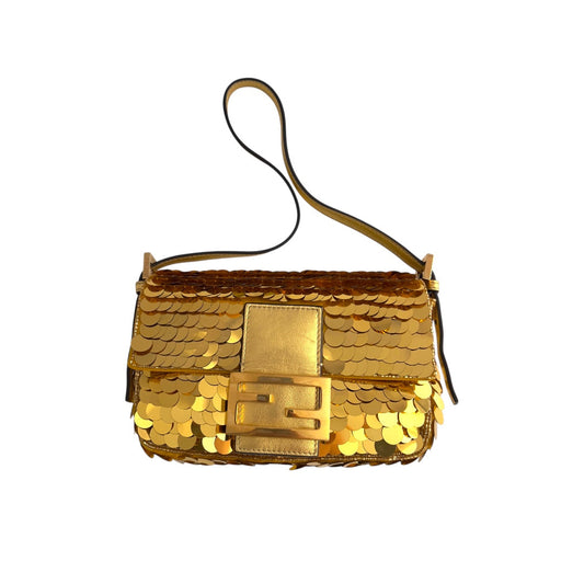 Fendi Mini Gold Sequin Baguette
