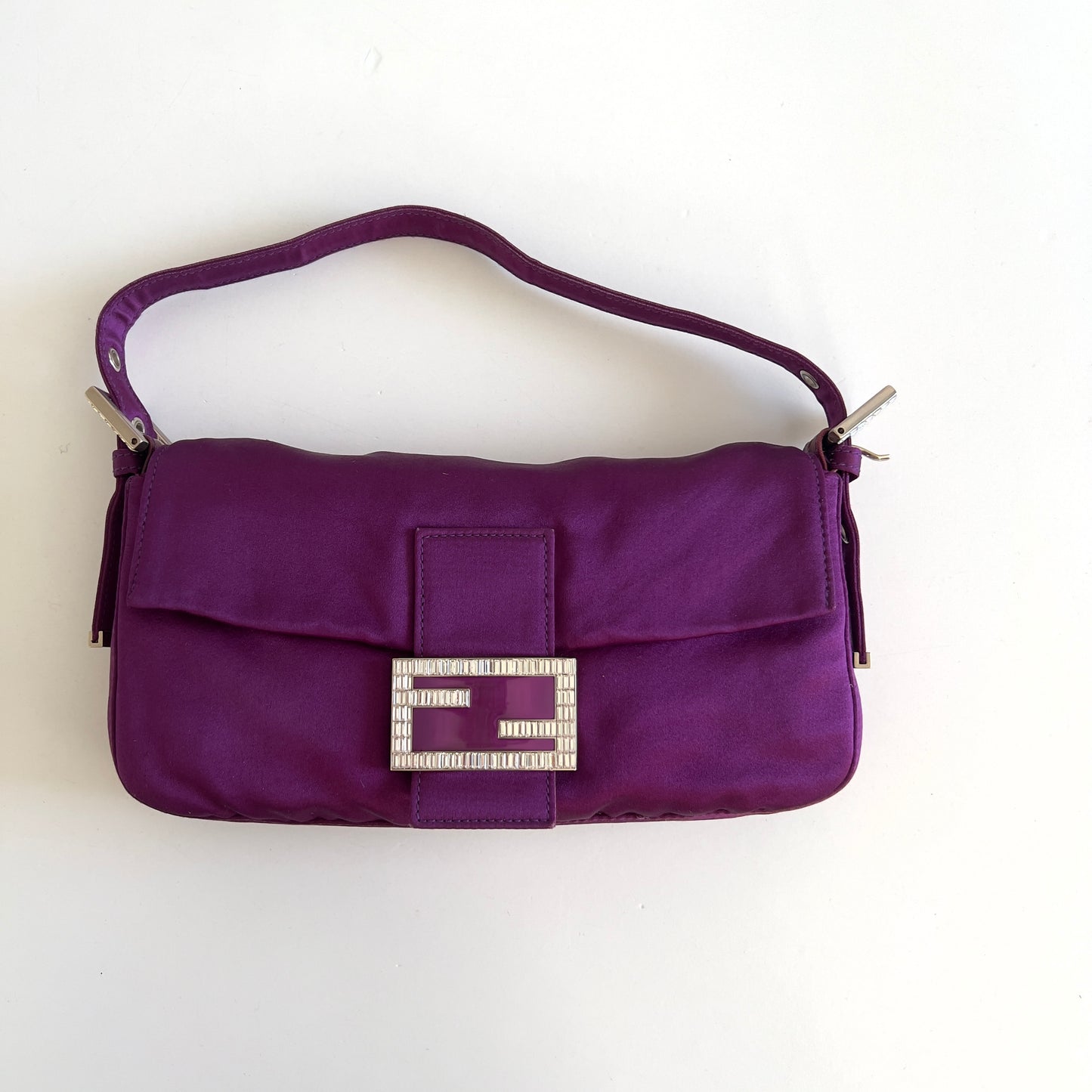 Vintage Fendi Purple Satin Baguette