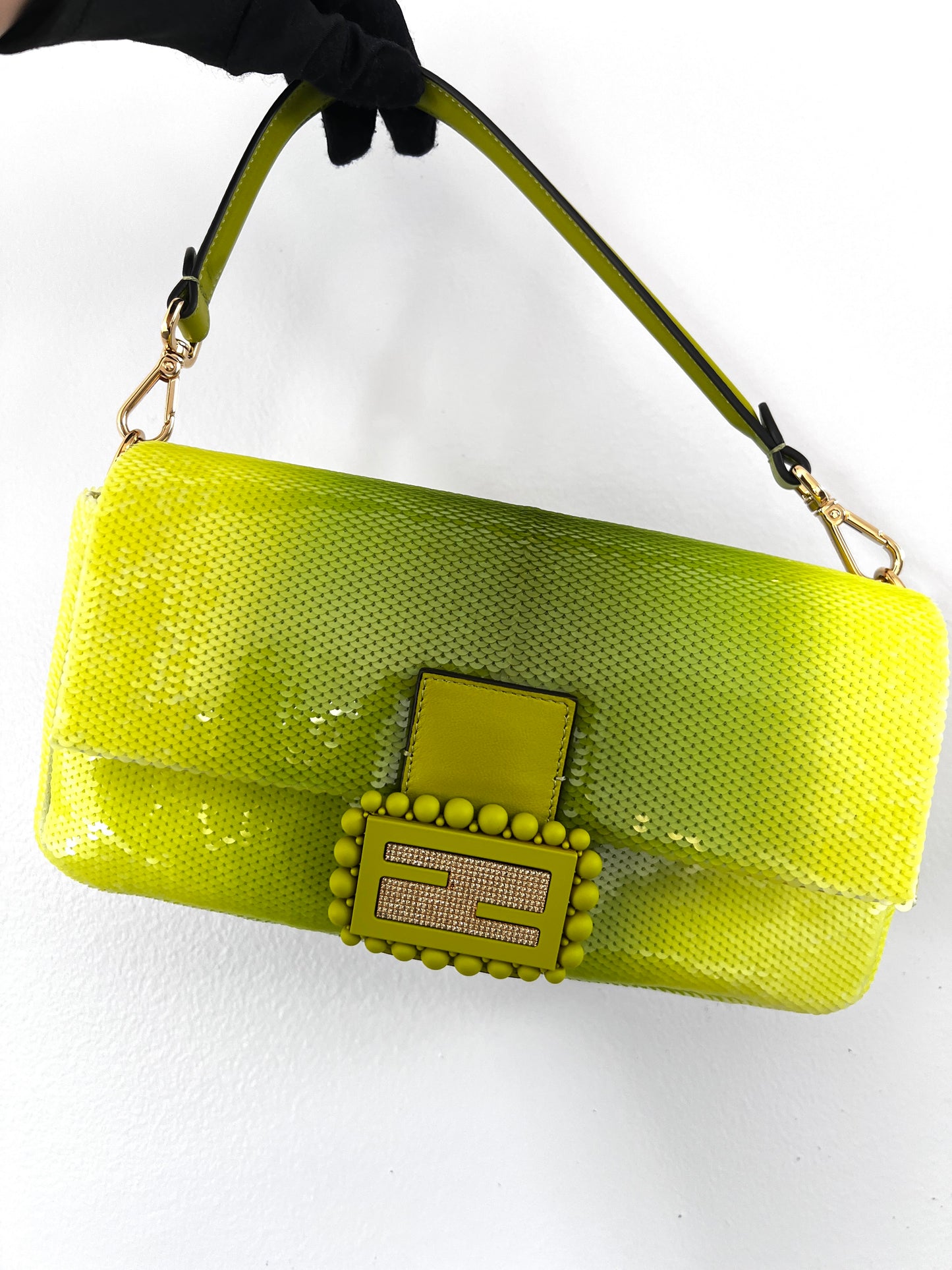 Fendi & SJP’s green sequin baguette