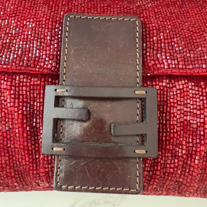 Vintage Fendi Red Beaded Baguette