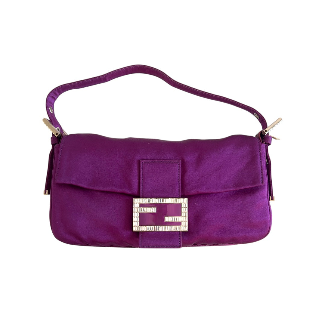 Vintage Fendi Purple Satin Baguette