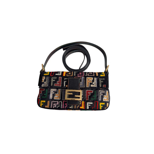 Fendi Multicolor Embroidered FF Baguette