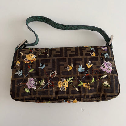 FENDI vintage floral embroidered zucca baguette
