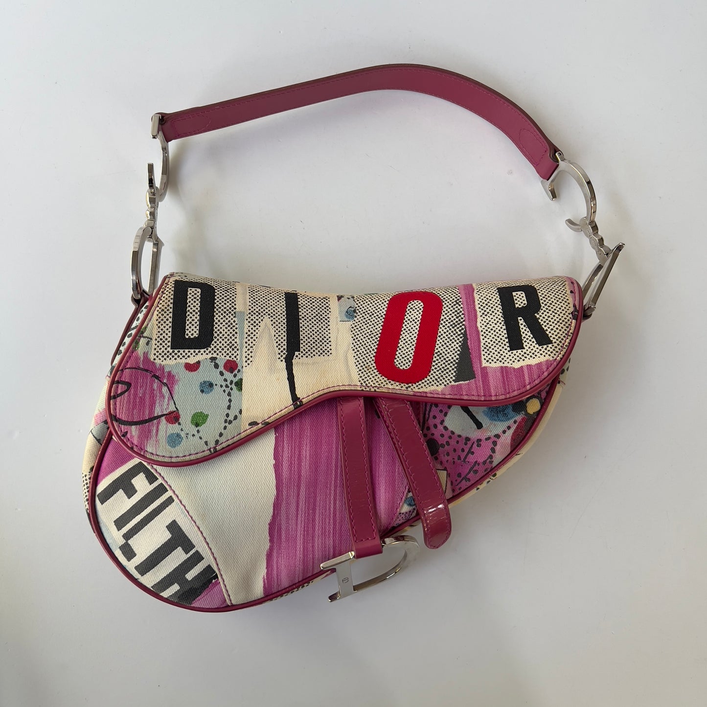 Vintage Christian Dior Canvas Filth Saddle Bag