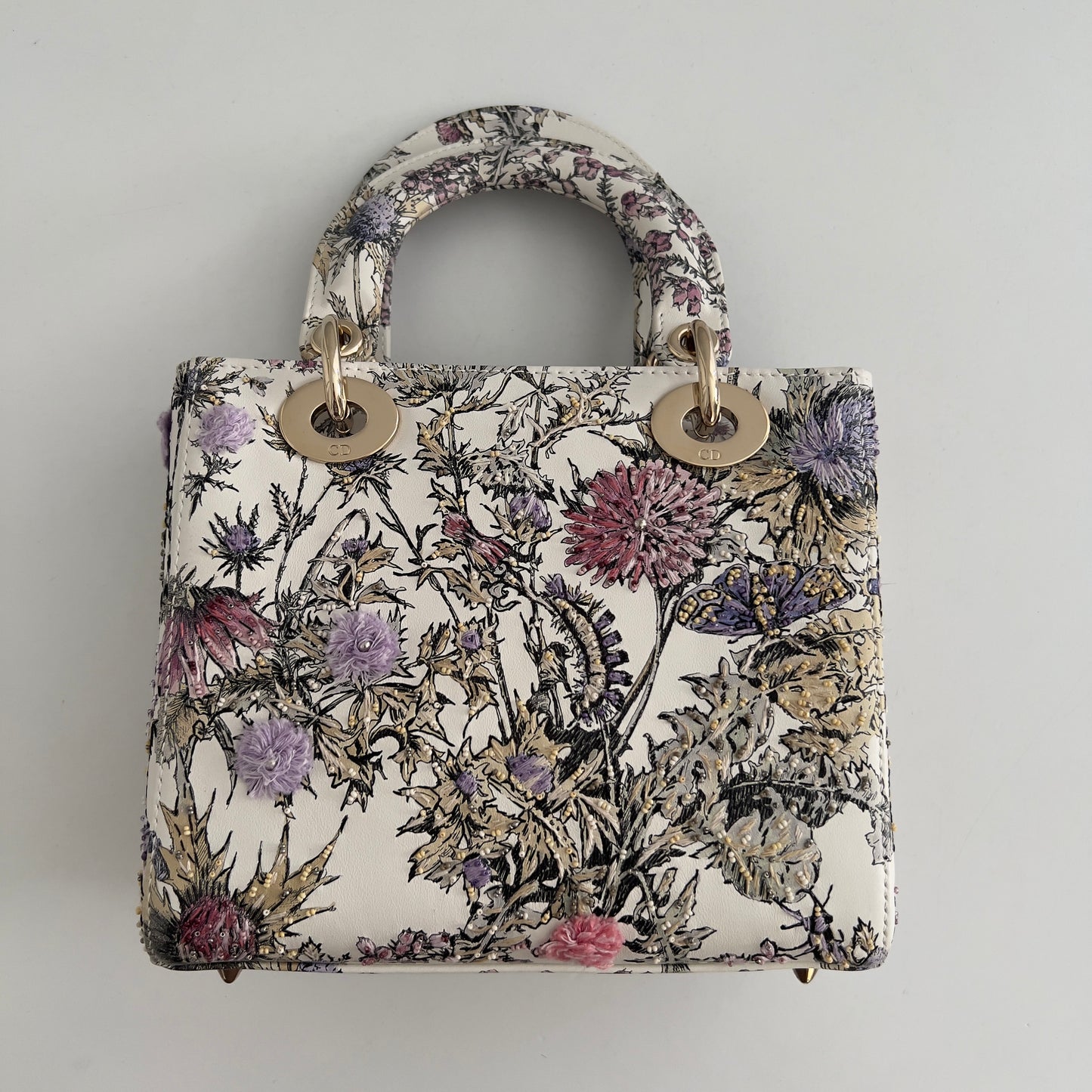 Dior 2024 Floral Embroidered and Beaded Mini Ladydior Bag