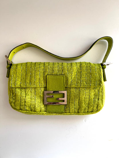 Vintage Fendi green beaded baguette