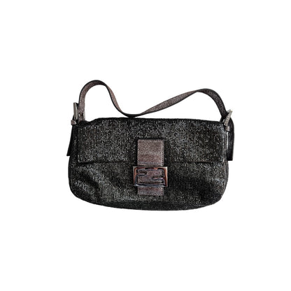 Fendi Charcoal color beaded baguette