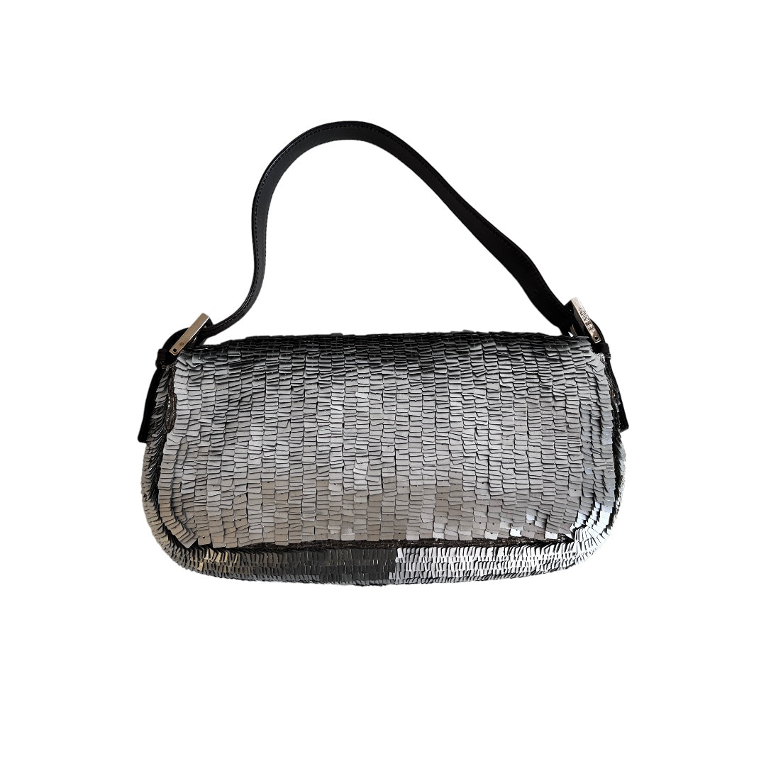 Vintage Fendi silver sequin baguette