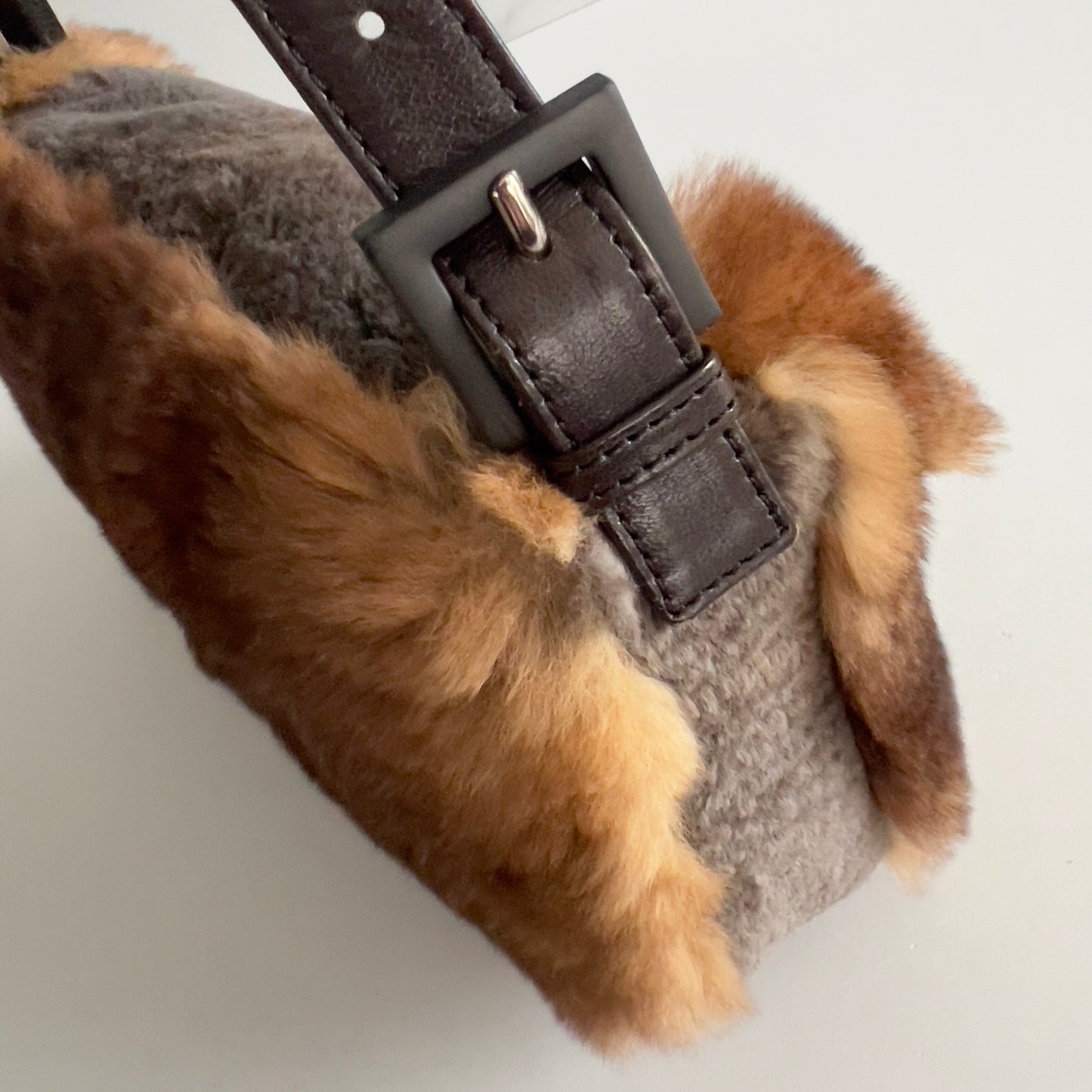 Vintage Fendi Brown & Gray Fur Baguette