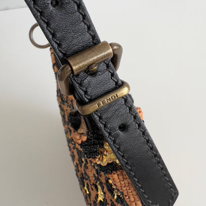 Vintage Fendi Beaded Leopard sequin Oyster Bag
