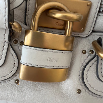 Chloé small Paddington padlock leather tote bag white