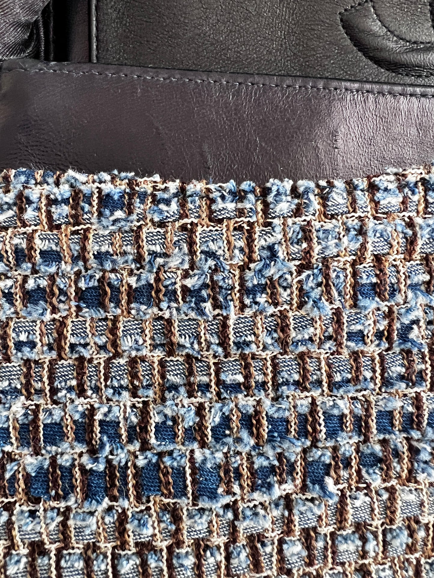 Chanel medium size blue tweed double flap bag