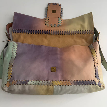 Vintage Fendi XXL Pastel Rainbow Whipstitch Baguette-B