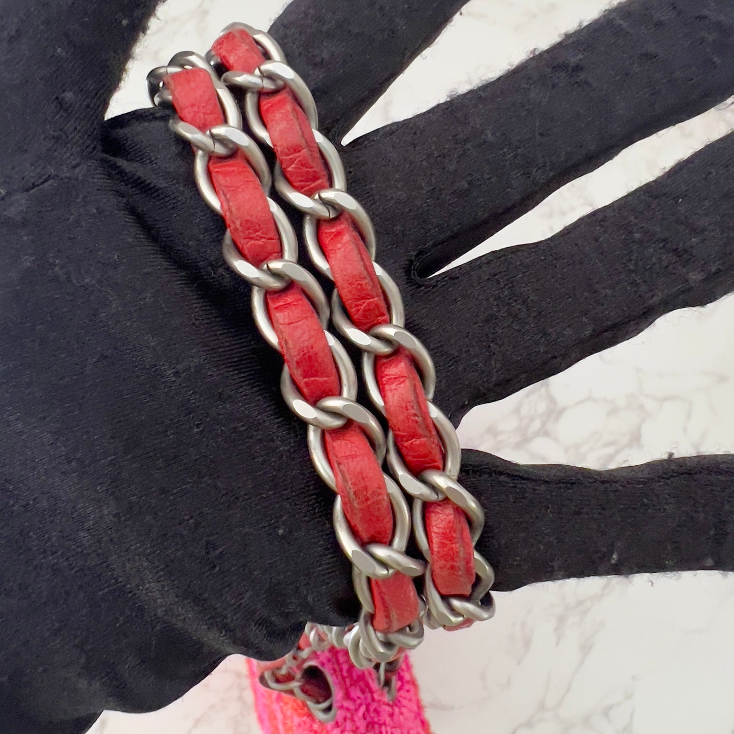 Vintage Chanel Red&Pink Tweed Single Flap Bag