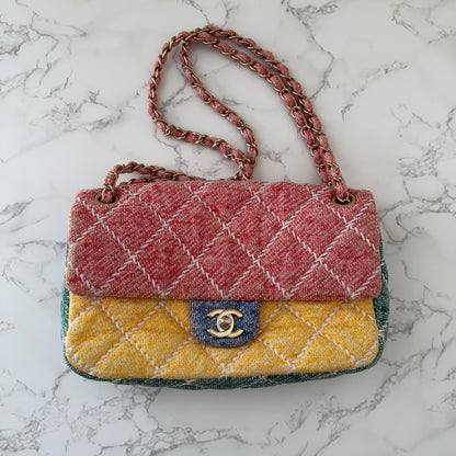 Chanel 2015 Multicolor Quilted Jersey Ultimate Stitch Medium Flap Bag