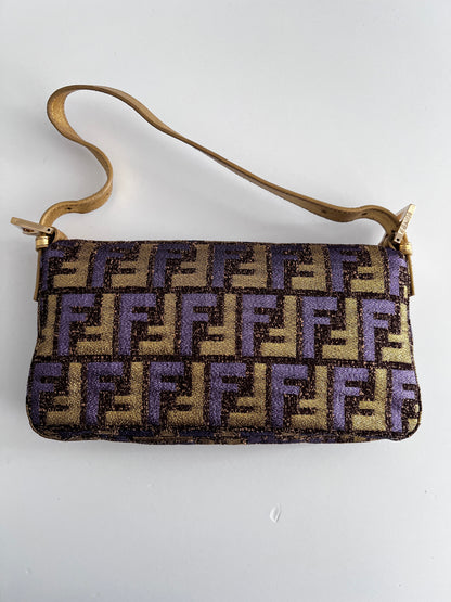 Fendi metallic zucca baguette