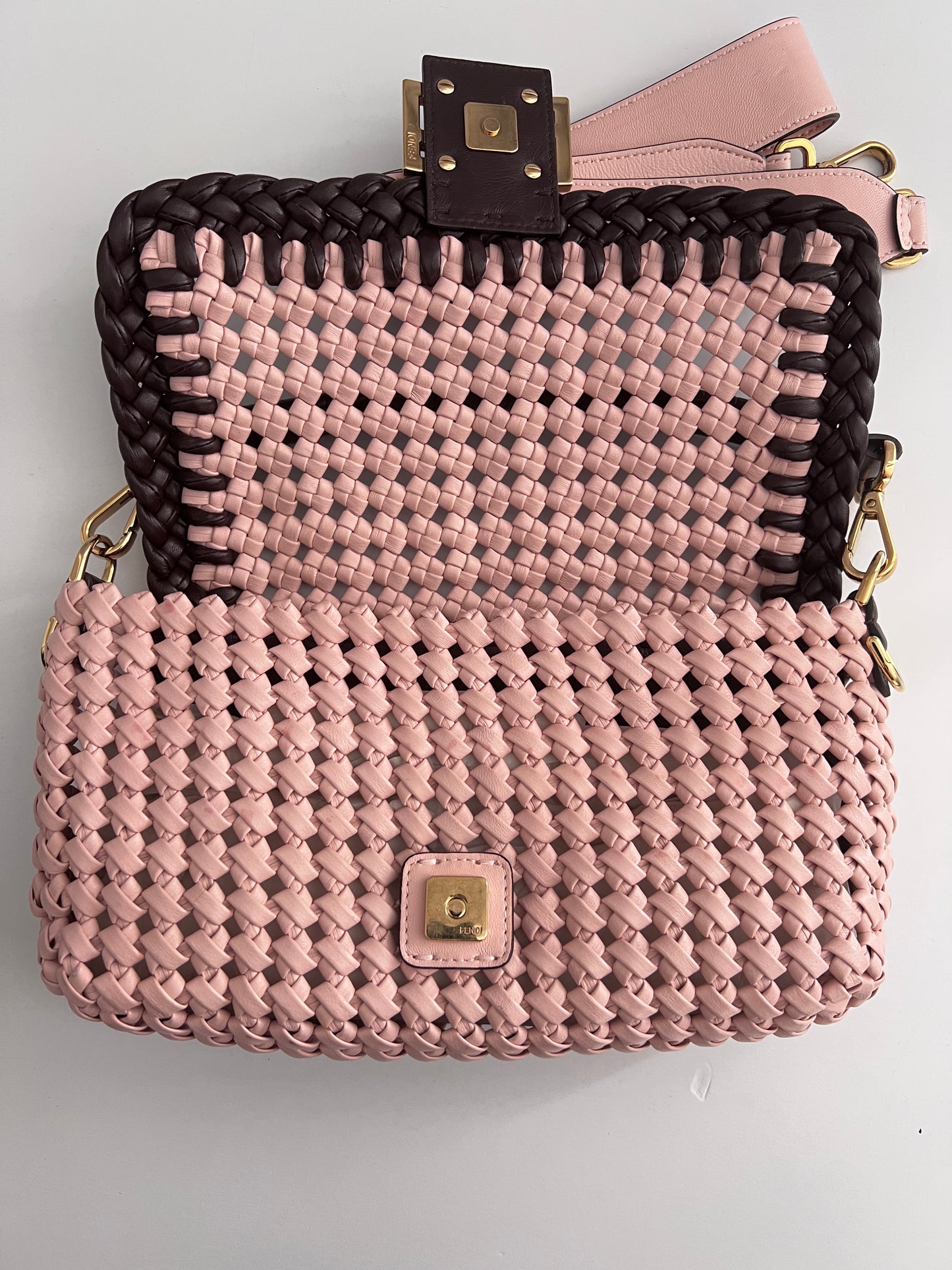 Fendi leather woven baguette