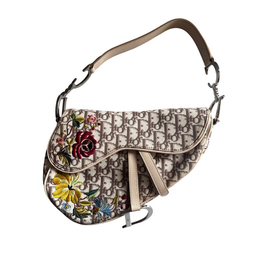 VintageDior Canvas Diorissimo Embroidery Pattern Saddle bag