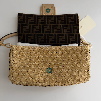 NWT! Fendi Raffia & Sequin Baguette