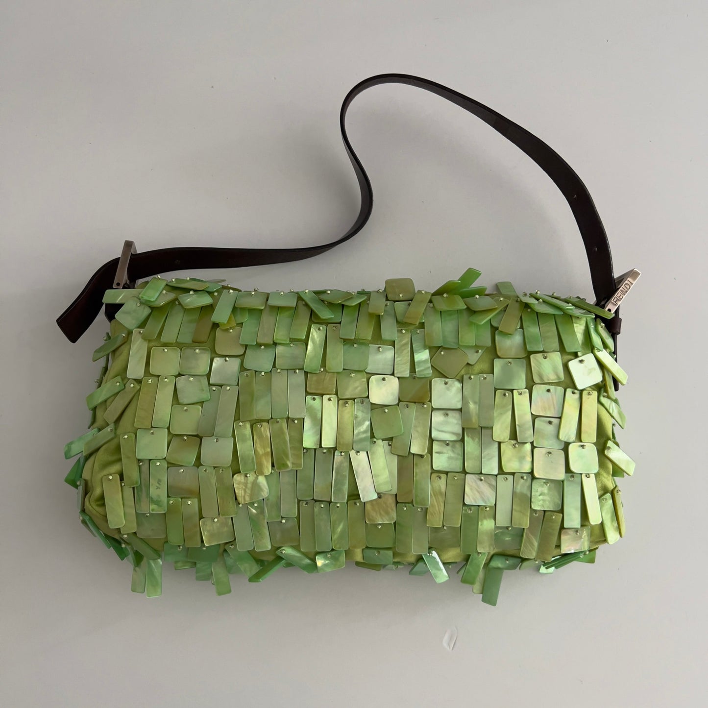 Vintage Fendi Green Mother of Pearl Baguette