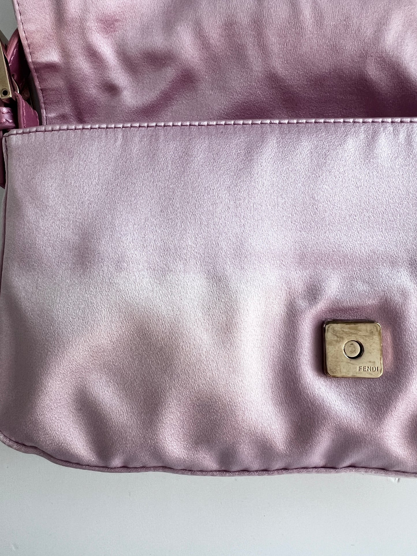 Fendi pink satin baguette