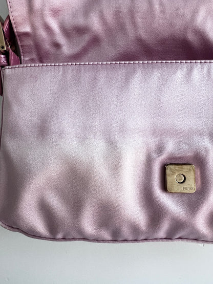 Fendi pink satin baguette