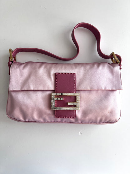 Fendi pink satin baguette