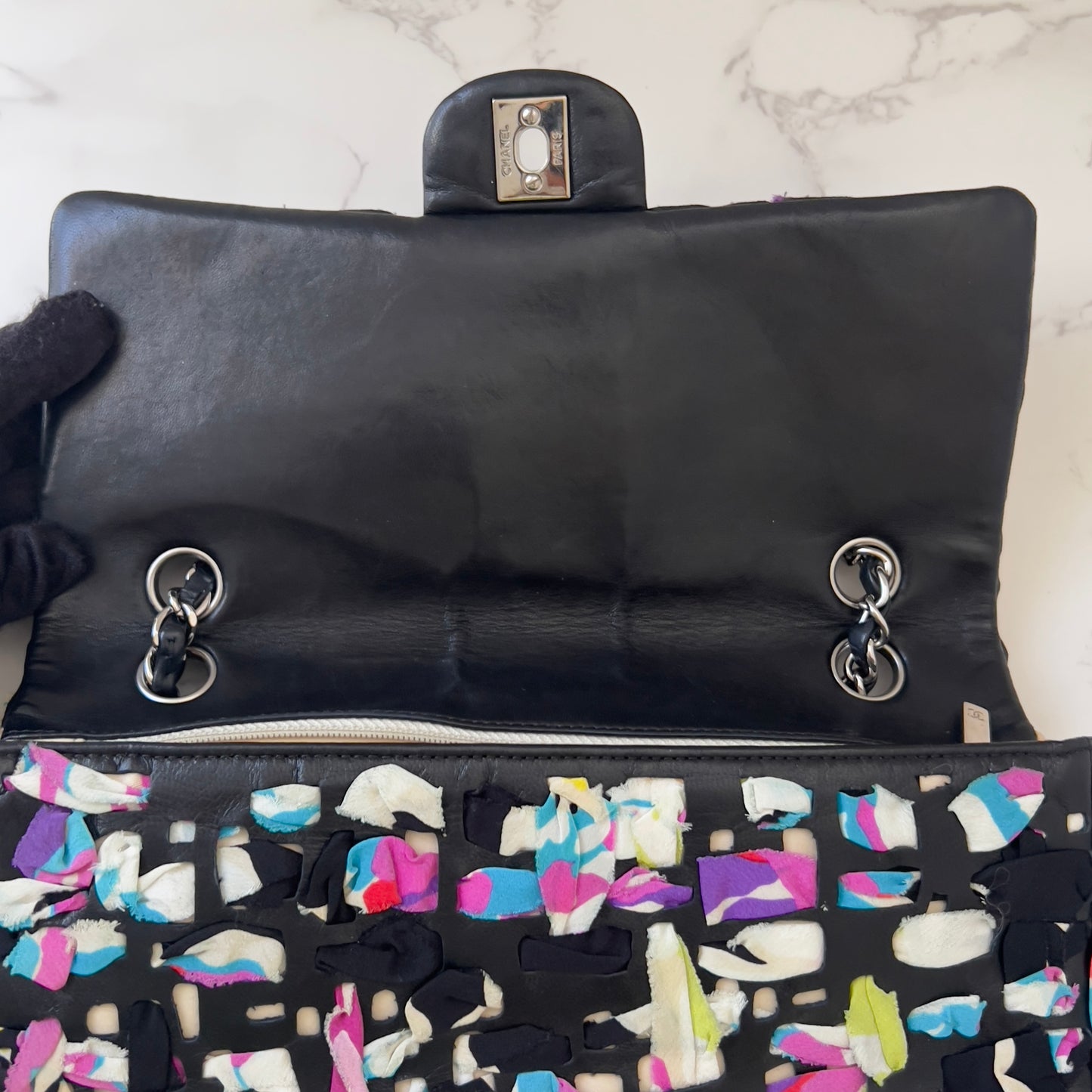 Chanel Limited Edition Scarf-Woven Lambskin Classic Flap Bag
