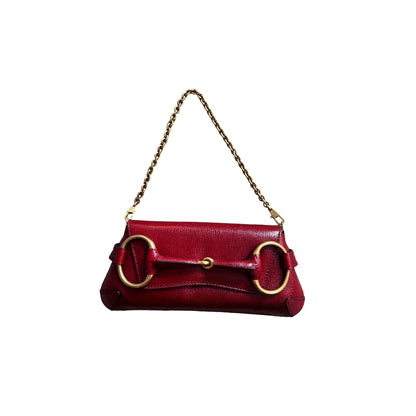 Gucci red leather horsebit chain bag by Tom Ford